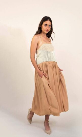 Alice Handwoven Palm and Ivory Dress Tonle