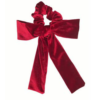 Velvet Red Bow Tie Scrunchie